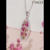 Delicate Round Cut Garnet Sterling Silver Flower Necklace - Joancee.com