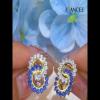 White and Blue Sapphire 925 Sterling Silver Two Tone Interlocking Earrings - Joancee.com