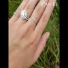 Round Cut White Sapphire Sterling Silver Split Double Halo Engagement Ring