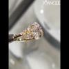 Yellow Gold Oval Cut White Sapphire 925 Sterling Silver Engagement Ring - Joancee.com