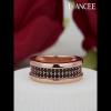 Rose Gold Round Cut Black Sapphire 925 Sterling Silver Women's Band - Joancee.com