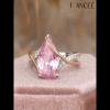 Pear Cut Pink Sapphire 925 Sterling Silver Twisted Two Tone Engagement Ring - Joancee.com