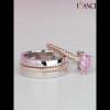 Heart Cut Pink Sapphire 925 Sterling Silver Two-Tone Rope Couple Rings - Joancee.com
