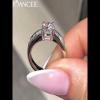 Round Cut White Sapphire Sterling Silver Classic Engagement Ring - Joancee.com