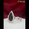 Pear Cut Black Sapphire Sterling Silver Twisted Halo Engagement Ring - Joancee.com