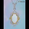 Oval Cut Opal 925 Sterling Silver Pendant Necklace - Joancee.com